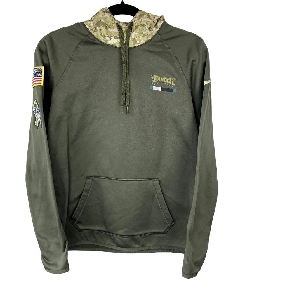 Nike Eagles Salute to Service Sideline Therma Pullover Hoodie Olive S